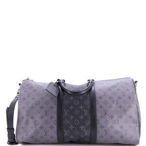 Louis Vuitton 50 Keepall Bandouliere Bag Reverse Monogram Eclipse Canvas